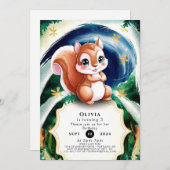 Boho Enchanted Eichhörnchen Geburtstag Einladung (Vorne/Hinten)