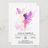 Boho Enchanted Fairy Birthday Celebration Einladung (Vorne/Hinten)