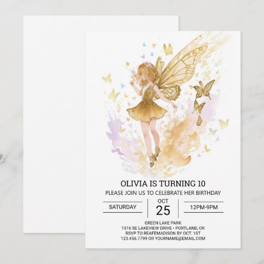 Boho Enchanted Fairy Birthday Celebration Einladung (Vorne/Hinten)