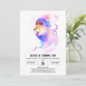 Boho Enchanted Lion Birthday Einladung (Stehend Vorderseite)