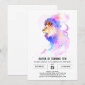 Boho Enchanted Lion Birthday Einladung (Vorne/Hinten)