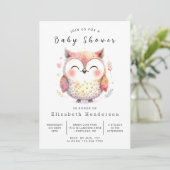 Boho Enchanted Owl Baby Shower Einladung (Stehend Vorderseite)