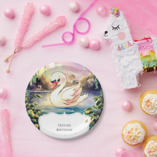 Boho Enchanted Swan Birthday Pappteller (Party)