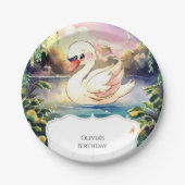 Boho Enchanted Swan Birthday Pappteller (Vorderseite)