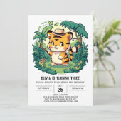 Boho Enchanted Tiger Digital Geburtstag Einladung (Stehend Vorderseite)