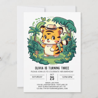 Boho Enchanted Tiger Digital Geburtstag Einladung