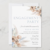 Boho Engagement Party Dusty Blue & Ivory Floral Einladung (Vorderseite)