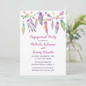 Boho Engagement Party Feathers Native American Einladung (Stehend Vorderseite)