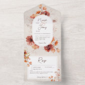 Boho entsetzte Creme Rust Fall Blumendetails All In One Einladung (Innen Boden)