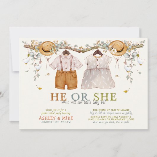 Boho Er oder sie kleidet sich neutrale Geschlechte Einladung (Vorderseite)