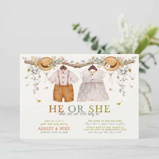 Boho Er oder sie kleidet sich neutrale Geschlechte Einladung (Stehend Vorderseite)