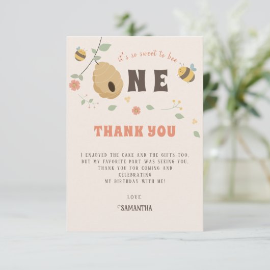 Boho Erbe Tag 1. Geburtstag Dankeskarte (Stehend Vorderseite)