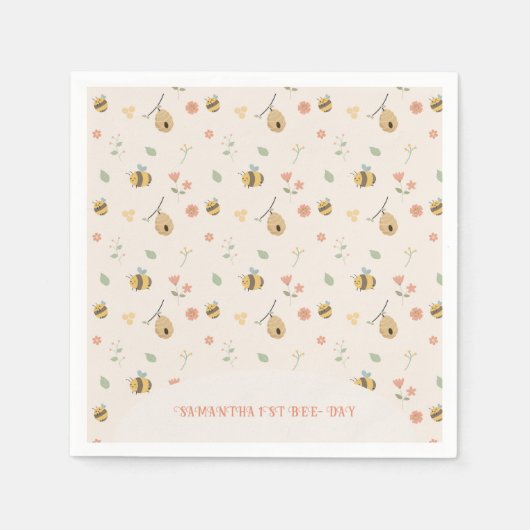 Boho Erbe Tag 1. Geburtstag Serviette (Vorderseite)