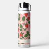 Boho-Erdbeeren Grün Pink Personalisierter Name Trinkflasche (Hinten)