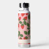 Boho-Erdbeeren Grün Pink Personalisierter Name Trinkflasche (rechts)