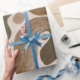Boho Erde Olivenbraun Organisches abstraktes Muste Geschenkpapier