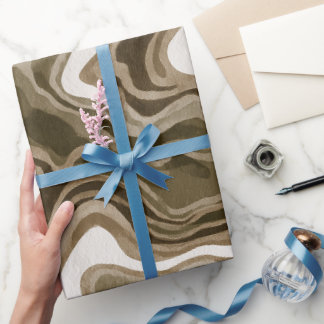 Boho Erde Olivenbraun Organisches abstraktes Muste Geschenkpapier