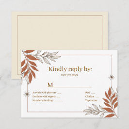 Boho-Erde-Ton-Blatt-Hochzeits-RSVP-Karte RSVP Karte
