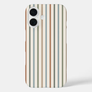 Boho-Erde-Ton senkrechte Streifen minimalistisches iPhone 16 Hülle