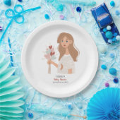 Boho Erden Mutter braunes Haar Strauß von Herzen Pappteller (Party)