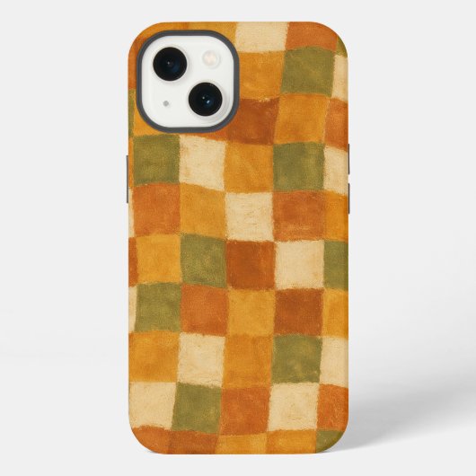 Boho-Erdfarbene Schachbrettmuster iPhone Hülle (Rückseite)