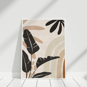 Boho-Erdfarbton Botanischer Abstrakter Wandkunst-D Poster