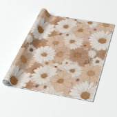 Boho-Erdfarbton-Daisy-Tan-Blumenmuster Geschenkpapier (Ungerollt)