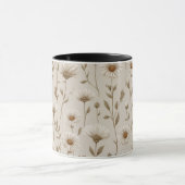 Boho-Erdfarbton-Daisy-Tan-Blumenmuster Tasse (Zentrum)
