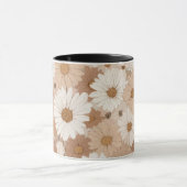 Boho-Erdfarbton-Gänseblümchen-Tan-Blumenmuster Tasse (Zentrum)