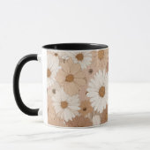 Boho-Erdfarbton-Gänseblümchen-Tan-Blumenmuster Tasse (Links)