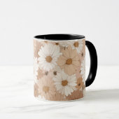 Boho-Erdfarbton-Gänseblümchen-Tan-Blumenmuster Tasse (VorderseiteRechts)