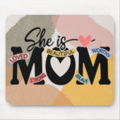 Boho Erdig Spielend Abstrakt Mama Zitate Mousepad (Vorne)