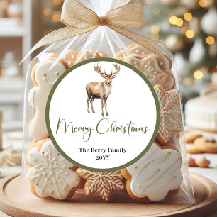 Boho-Erdige Weihnachts-Familien-Name-Aufkleber-Sie Runder Aufkleber