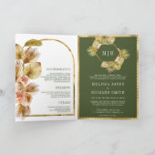 Boho Erdiges Florales Olivgrün QR-Code Hochzeit Einladung (Innenseite)