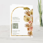 Boho Erdiges Florales Olivgrün QR-Code Hochzeit Einladung (Rückseite)