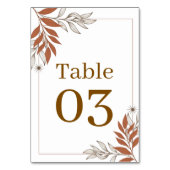 Boho Erdiges Tonblatt Empfang Hochzeitstisch Tischnummer (Rückseite)