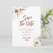Boho Erdton Terracotta Pampas Save the Date Einladung (Stehend Vorderseite)
