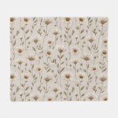 Boho Erdtöne Daisy Tan Blumenmuster Fleecedecke (Vorderseite (Horizontal))
