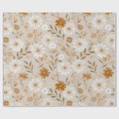 Boho Erdtöne Daisy Tan Blumenmuster Geschenkpapier (Flach)