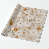 Boho Erdtöne Daisy Tan Blumenmuster Geschenkpapier (Ungerollt)