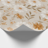 Boho Erdtöne Daisy Tan Blumenmuster Geschenkpapier (Ecke)