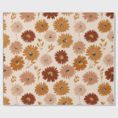 Boho Erdtöne Daisy Tan Blumenmuster Geschenkpapier (Flach)