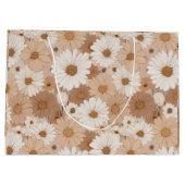 Boho Erdtöne Daisy Tan Blumenmuster Große Geschenktüte (Rückseite)