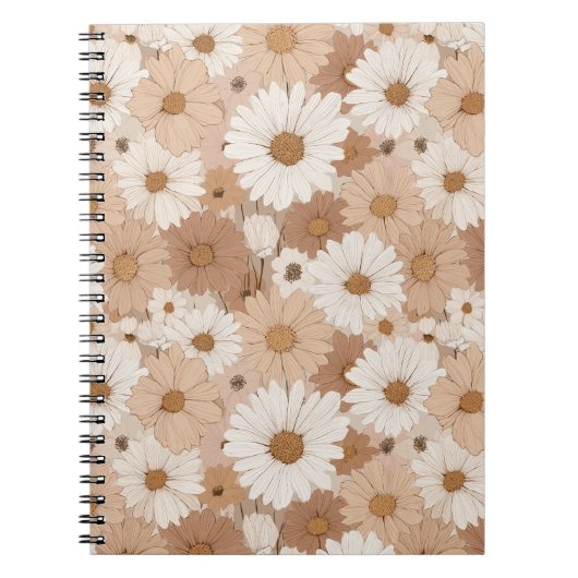 Boho Erdtöne Daisy Tan Blumenmuster Notizblock (Vorderseite)