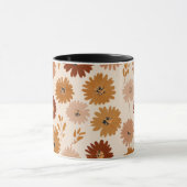 Boho Erdtöne Daisy Tan Blumenmuster Tasse (Zentrum)
