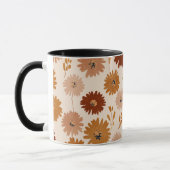 Boho Erdtöne Daisy Tan Blumenmuster Tasse (Links)