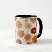 Boho Erdtöne Daisy Tan Blumenmuster Tasse (VorderseiteRechts)