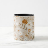 Boho Erdtöne Daisy Tan Blumenmuster Tasse (Zentrum)