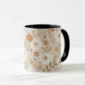 Boho Erdtöne Daisy Tan Blumenmuster Tasse (VorderseiteRechts)