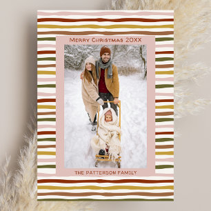 Boho-Erdtöne Handgezeichnete gefaltete Weihnachtsk Karte